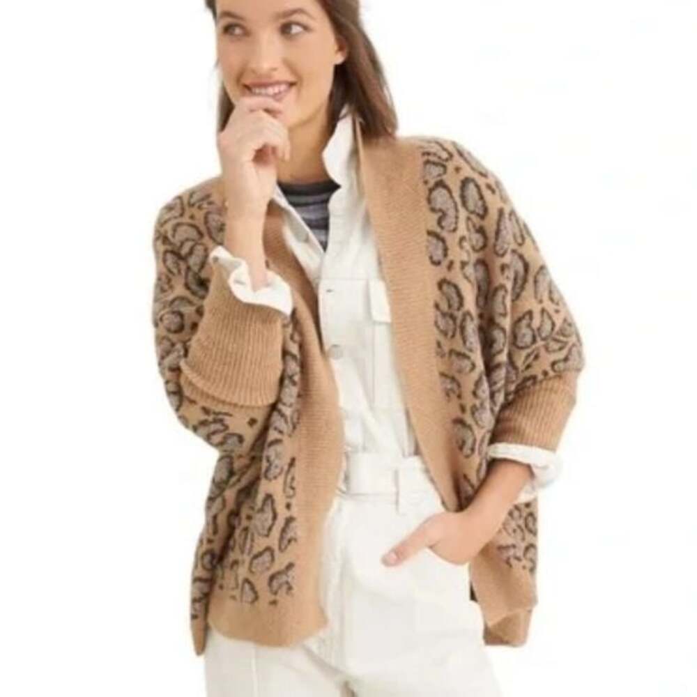 Akemi + Kin Leopard Print Open Front Cardigan One Size
